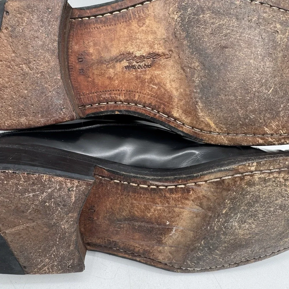 Mezlan Alcoy Vintage Y2K Black Leather Chunky Oxford Mens Sz 10 Black Platform